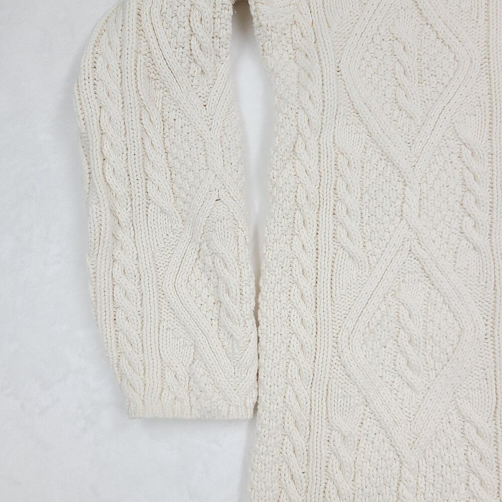 Eddie Bauer Cableknit Sweater V-Neck Cream Plus Fisherman Aran Style XXL - Picture 4 of 10